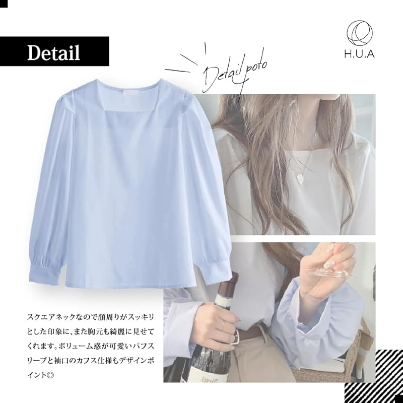 [H.U.A] Ladies Shirt Blouse Tops Long Sleeve Large Size Sexy Large Size Cute Pullover Beautiful Formal Spring Autumn LBL L