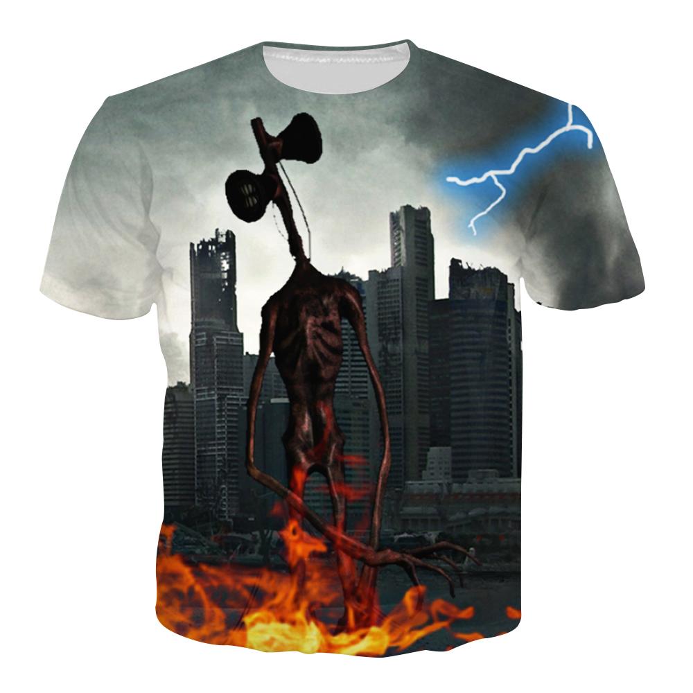 Летние футболки с принтом «Голова сирены» в формате 3D, уличная одежда для мужчин, повседневная одежда, свободные футболки с коротким рукавом и круглым вырезом, футболки, топы, одежда