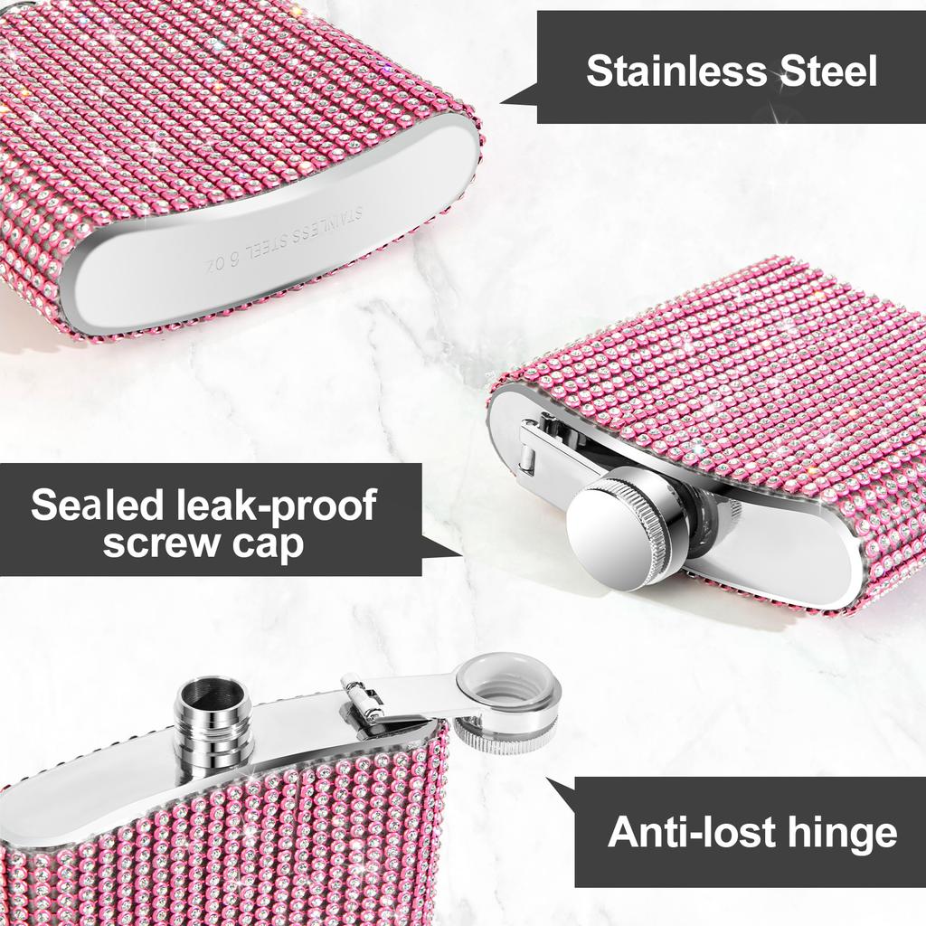 6 унций высококачественный блестящий бриллиантовый горшок для вина бутылка для виски бутылка из нержавеющей стали фляжка для питья бутылка для алкоголя воронка дорожная винная кружка