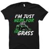 Im Just Here For The Grass Funny Lawn Mower T Shirt Landscaper Gardening Mowing Vintage Washed Comfortable Soft Casual