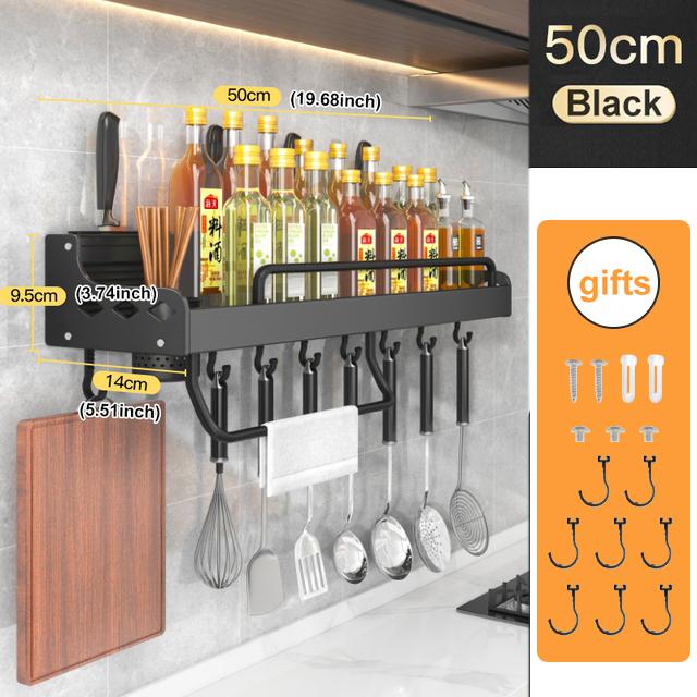 Kitchen Spice Rack Multifunctional Storage Rack Knife Spoon Spice Organizer Aluminum Wallmounted Kitchen Shelf Kitchen Organizer