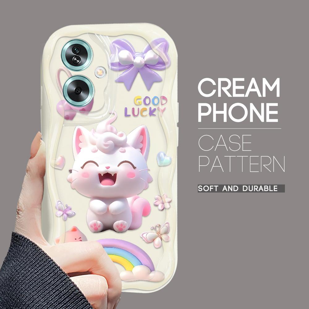 Милый мультяшный узор, кремовая текстура, мягкий силиконовый чехол с волнистыми краями, чехол для телефона для OPPO Reno Realme
