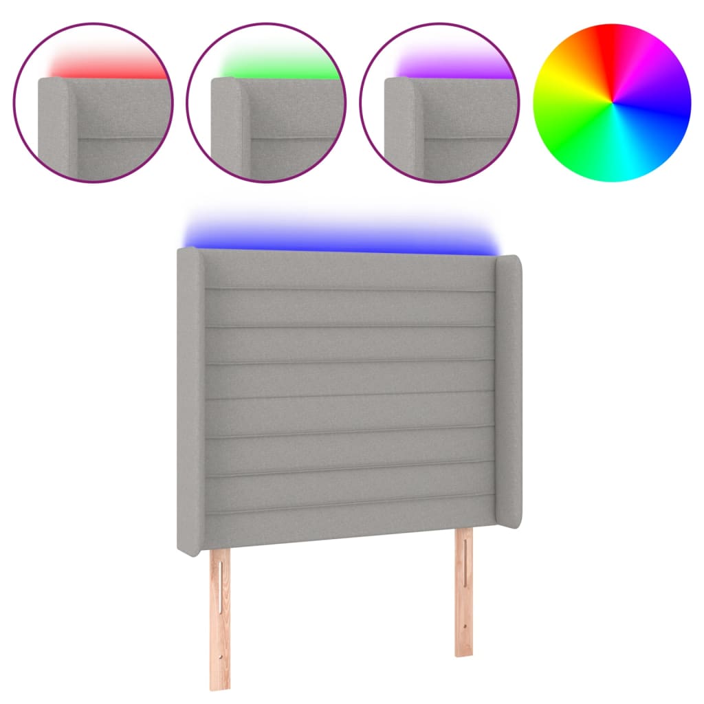 LED Headboard Light Grey 93x16x118 128 cm Fabric