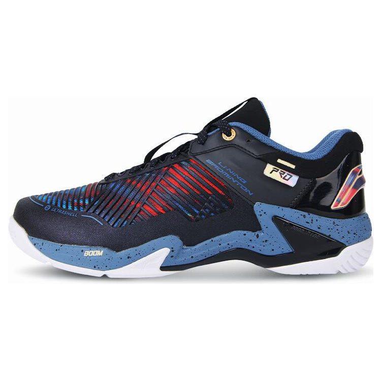 Li Ning Pro Резиновые Удобные Нескользящие Высокие Бадминтонные Кроссовки Мужские Черно-синие AYAT009-4