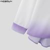 INCERUN Men Lapel Neck Long Sleeve Gradient Buttons Tops Casual Spring Oversized Shirts