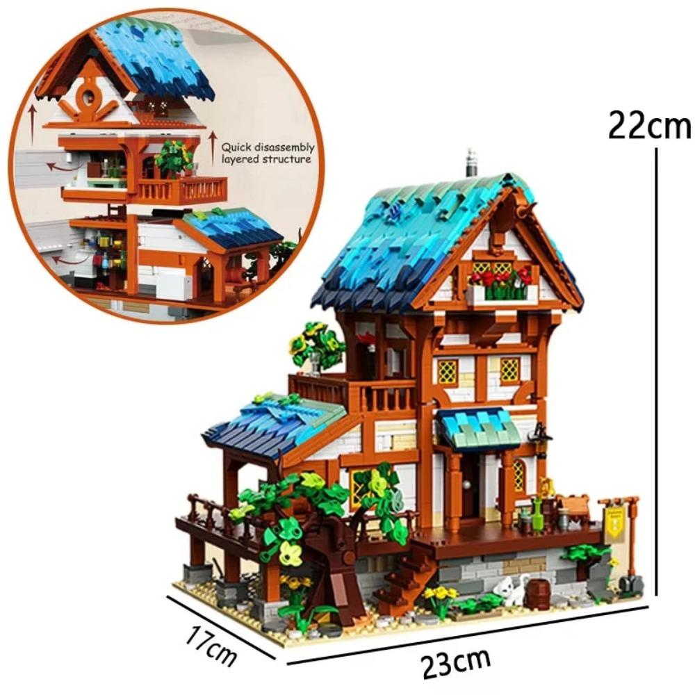 Средневековый замок Архитектура усадьба сцена строительный блок лес хижина город ландшафт модель сборка кирпичи игрушка подарки БЕЗ КОРОБКИ