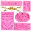 Cupcake Topper Relief Flower Lace Cake Decorations Fondant Mold Scroll Lace Mould Relief Mold