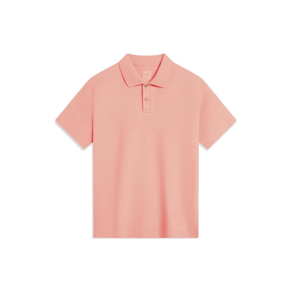 Li Ning однотонный пуловер, рубашка поло с короткими рукавами, мужские топы Desert-Pink APLT135-1