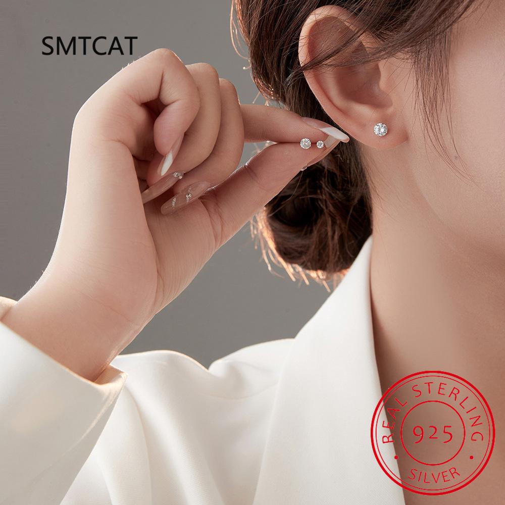 Серьги-гвоздики из серебра S925 с муассанитом 0,5-2 карата, D, 6 крапанов, бриллиант, муассанит, винтовой замок, для женщин, свадебные, ювелирные изделия