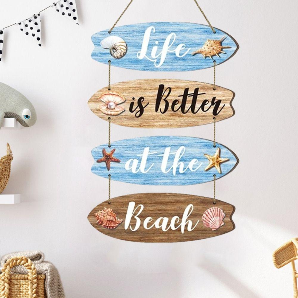 Креативная винтажная деревянная пляжная табличка Пляжная тематика Декоративная доска для серфинга Подвесной кулон Морская океаническая прибрежная настенная декорация Настенное искусство