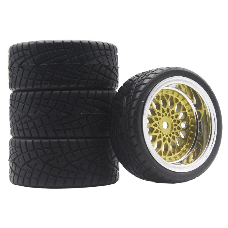 4PCS 65mm 1/10 On Road Wear-Resistant Rubber Tires + Rims for HSP HPI RC Car 94123/94122/CS XI