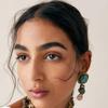 Bohemian Vintage Gem Earrings, Irregular Ethnic Exaggerated Metal Stud Earrings For Women