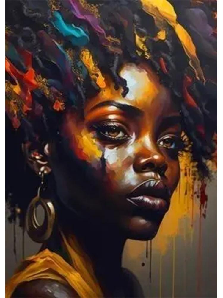 Абстрактный африканский черный женский портрет 5DDIY Алмазная живопись Искусство вышивка крестом Африканская девушка Картина Украшение гостиной