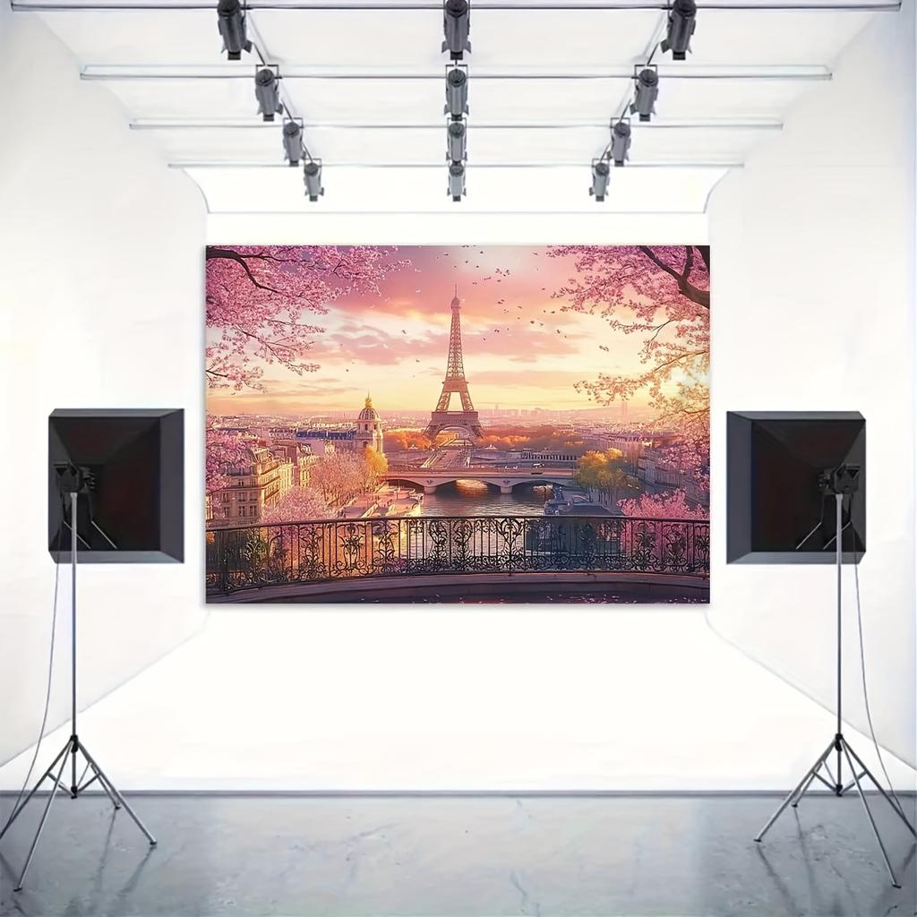 1. Ткань для 2D-фотофона - Романтический стиль заката над Эйфелевой башней.XY