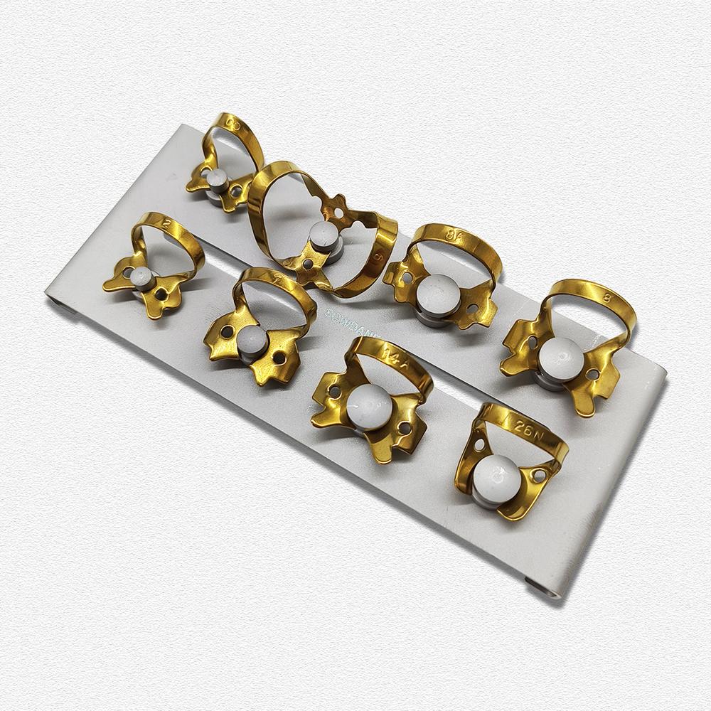 1 шт. Титановое покрытие, самые популярные стоматологические зажимы для плотин, резиновый барьерный зажим для реставрации зубов, резиновый материал из нержавеющей стали