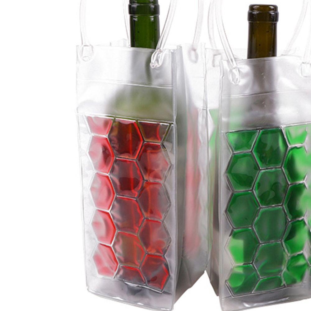 PVC Wine Bottle Freezer Bag Insulated Red Wine Handbag Gel Ice Carrier Holder Picnic