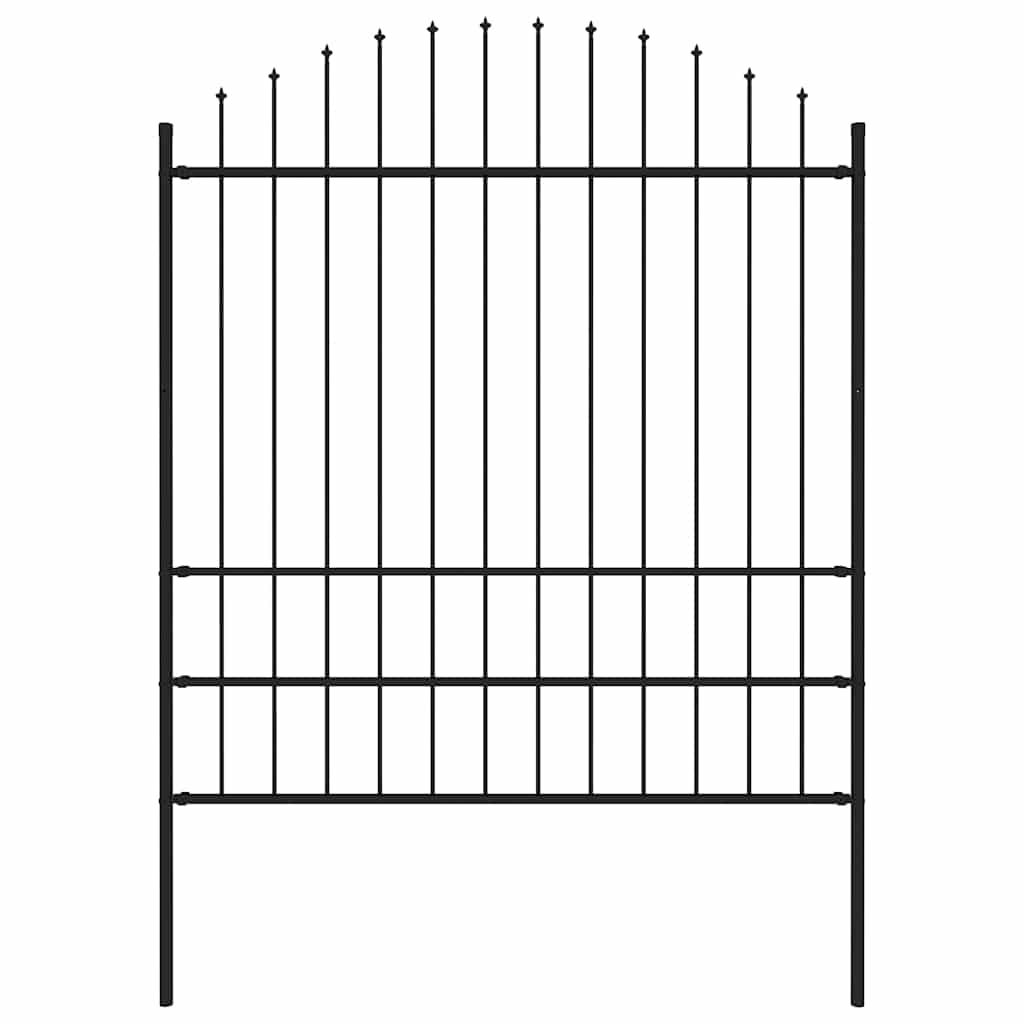 Woerden Garden Fence with Spear Point Tips Steel 170 x 200 cm Black