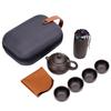 Ceramic Purple Sand Tea Set Portable Outdoor Travel Tea Pot and Cups Set with Towel Tea Canister