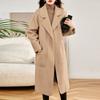 Двустороннее бархатное шерстяное пальто для женщин, популярное осенью и зимой, свободное кашемировое шерстяное пальто со шнуровкой для женщин