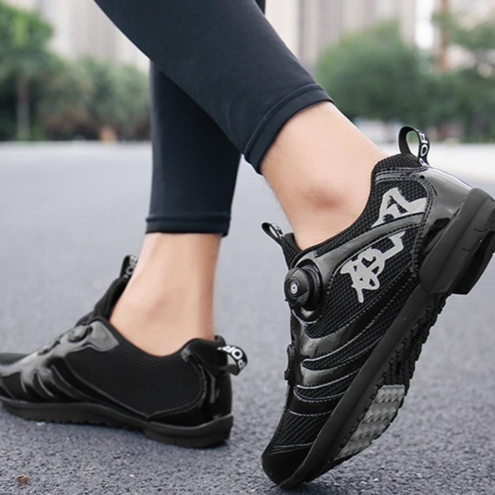 Велосипедные туфли с открытой резиновой подошвой и вращающимися кнопками для мужчин и женщин, низкие сетчатые велосипедные туфли из ткани