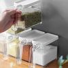 Multifunctional Stackable Kitchen Seasoning Container, Push-on Lid with Visible Sealing Lid Thickened Seasoning Container