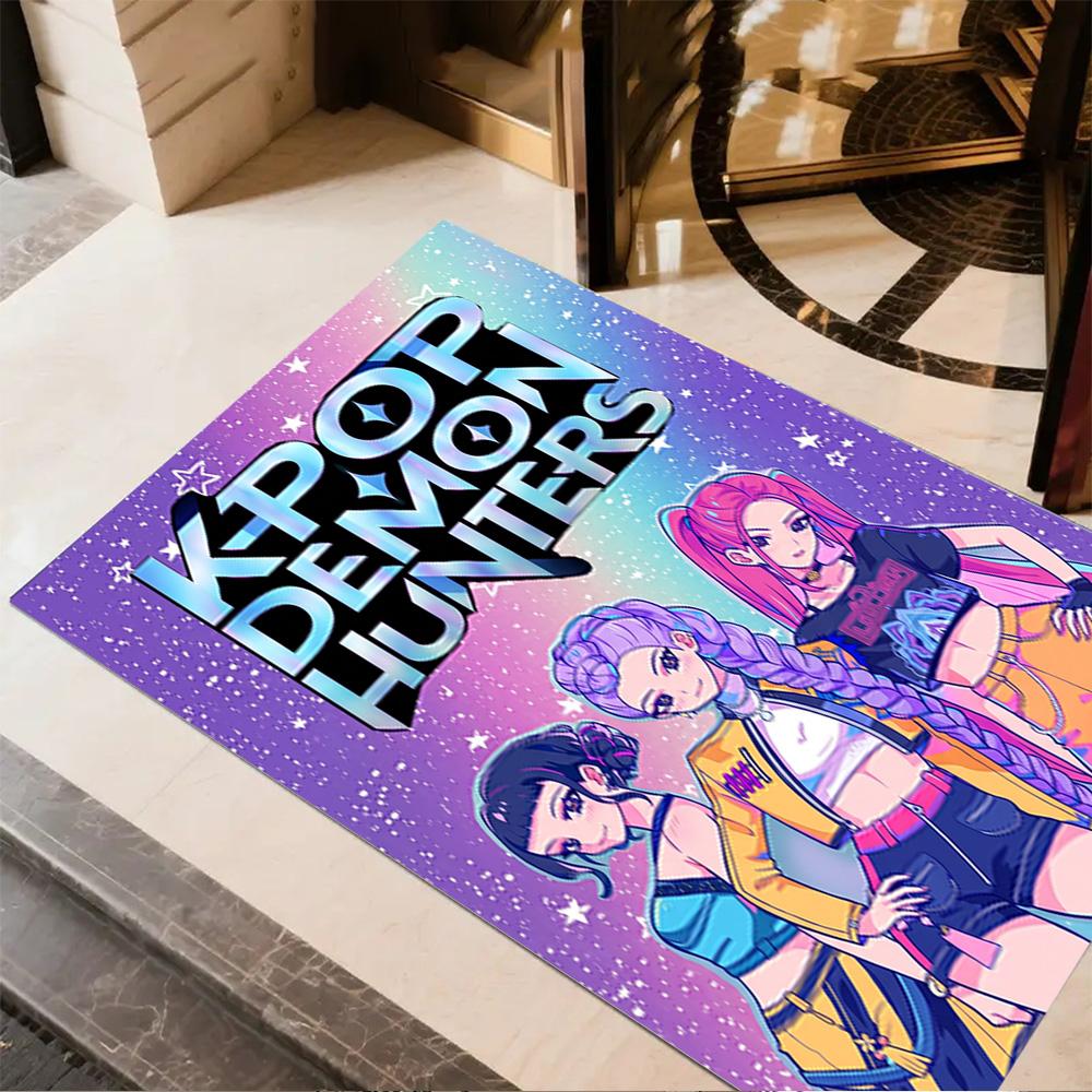K-pop Demon Hunters Floor Mat Suitable for Bedrooms Living Rooms Hallway Dormitory Antislip Carpet Anime Office Decor