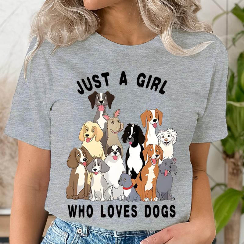 Просто девушка, которая любит собак, трендовая летняя одежда с коротким рукавом, принт, графическая футболка, женская мода, женская рубашка, футболка, одежда