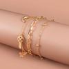 4Pcs/Set Geometric Charm Bracelets for Women Sunflower Thick Gold Bangles Bracelets Set Simple Wrist Chain Lady Boho Accessories