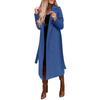 Women's Winter Woolen Coat Elegant Lapel Trench Coat Solid Color Long Jacket Work Tie Long Coat