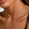 KunJoe Trendy Stainless Steel 18K Gold Plated Water Drop Zircon Pendant Necklace for Women Charm Waterproof Jewelry Wedding Gift