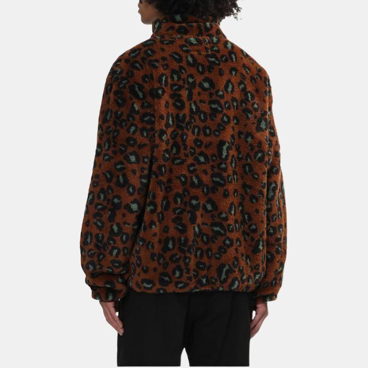 Carhartt WIP FW24 Толстовка Jebson Мягкая Удобная Леопардовый Принт Воротник-стойка Молния Длинный рукав Пониженная линия плеча Флисовая куртка CHXJKI032321N