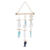 Fish Wind Chime Sea Theme Wall Hanging Decor Solid Wood Hemp Rope Shell Fish Chime for Home
