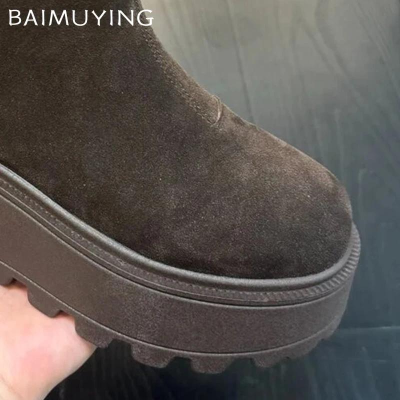 Suede Platform Women Ankle Boots Flats Fashion Casual Shoes Woman 2025 Trend Winter Brand Walking Cozy Warm Women’s Snow Botas