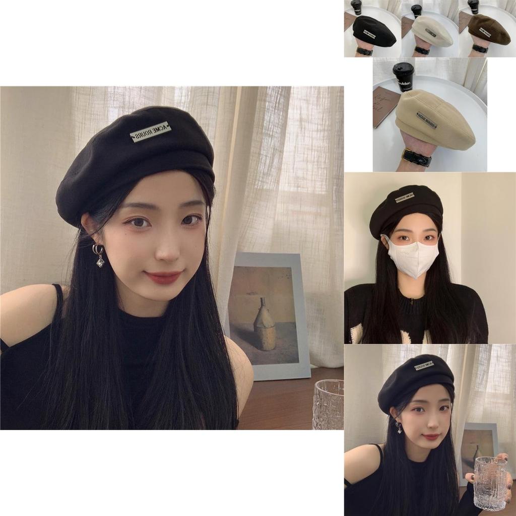 Стильный шерстяной берет для женщин, модная осенне-зимняя шапка художника с деталями в виде английских букв