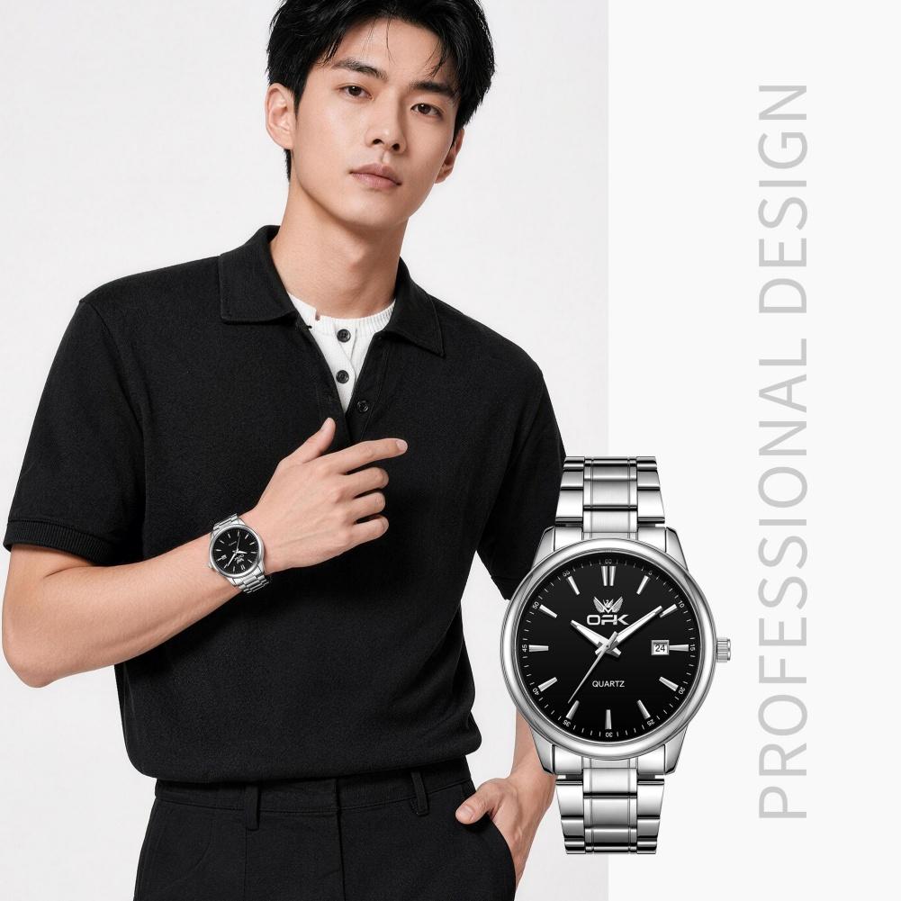 OPK 6111 Original Quartz Watch for Man Luminous Waterproof Auto Date Stainless Steel Classic Business Fashion Men's Wristwatches