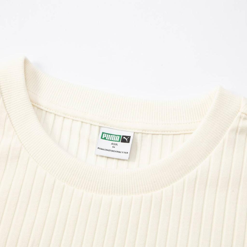 Puma Повседневная быстросохнущая облегающая футболка с круглым вырезом в рубчик, удобная, с коротким рукавом, женские топы, натуральный цвет 631011-99