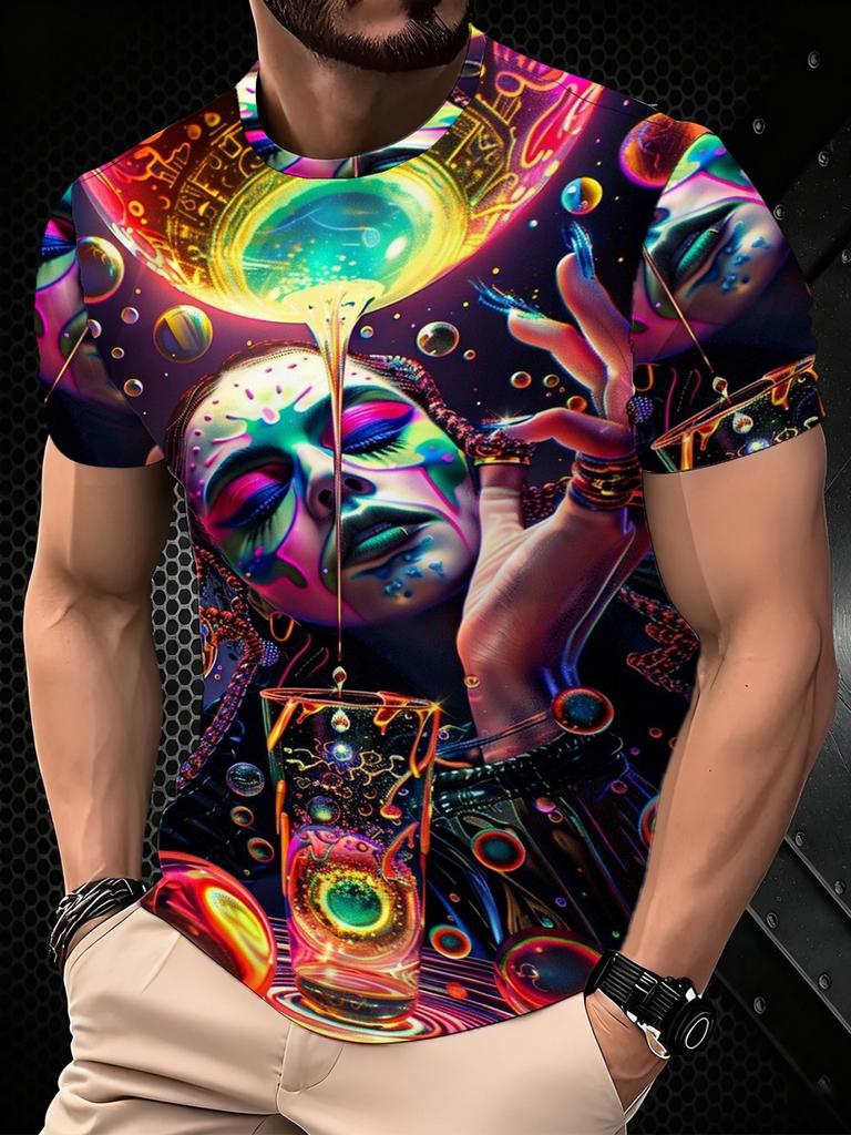 Men'S Printed Short Sleeve T-Shirt - Ultra Soft And Breathable - Trendy Graffiti Art Design - Summer Essential Men'S Stylish Casual Round-Neck