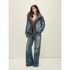 CHIC PARKA Denim Fur-Lined Parka with Raccoon Fur Collar