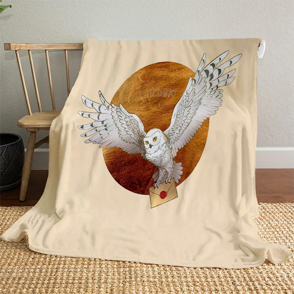1 шт. Сова Хедвиг Конверт Фланелевое Покрывало для улицы Всесезонное Мягкое Теплое, Декор для Дома 1031180