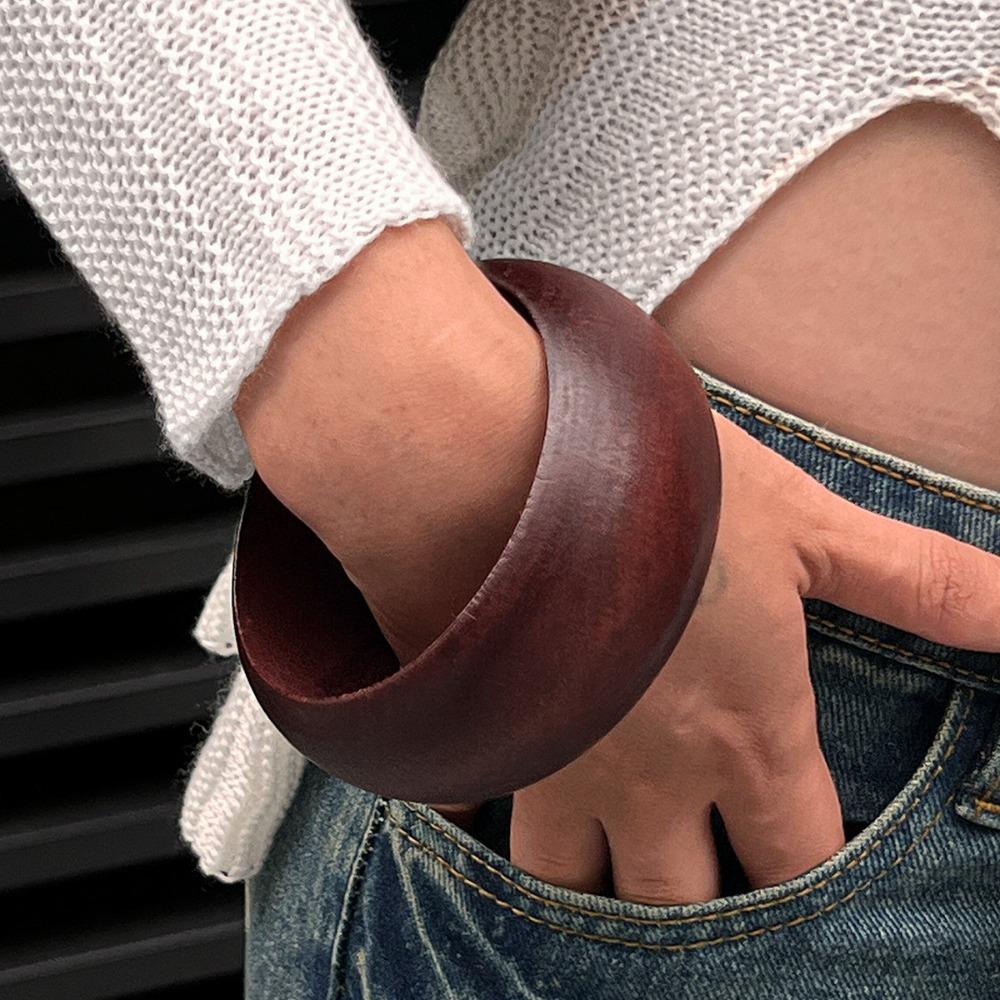 Chunky Wide Bracelets Resin Wood Alloy Hip-hop Bracelet Fashion Wide Bangle