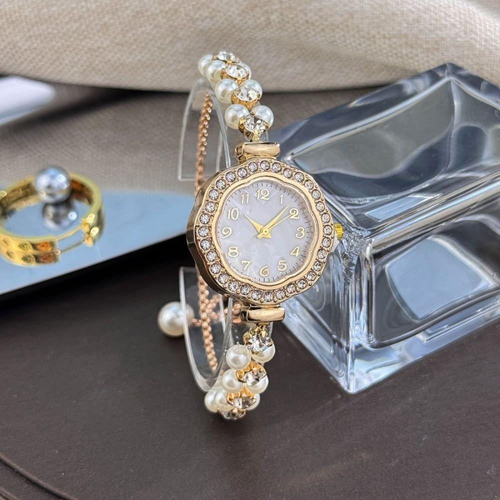 Diamond-Encrusted Case Ladies Quartz Watch Adjustable Strap Chain Watch Women Girls