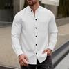 Autumn Fashion Casual Long Sleeve Shirt Men Slim Social Business Dress Shirt Solid Undershirt Mens Fitness Sports Clothing