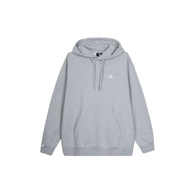 adidas Толстая флисовая спортивная повседневная толстовка с капюшоном для мужчин, средне-меланжево-серая IV7586