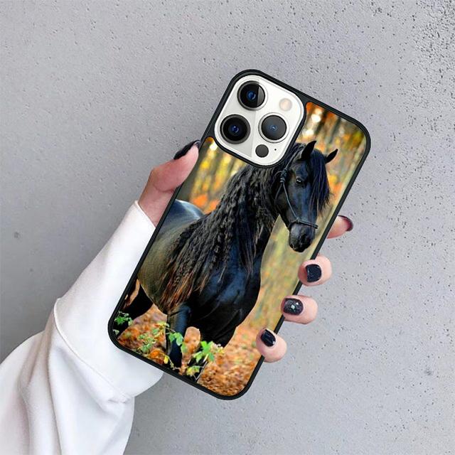 Чехол для iPhone 17 Air 15 16 14 13 12 Pro Max 11 Pro Max Plus с изображением бегущей черной четвертьмильной лошади Чехол Coque