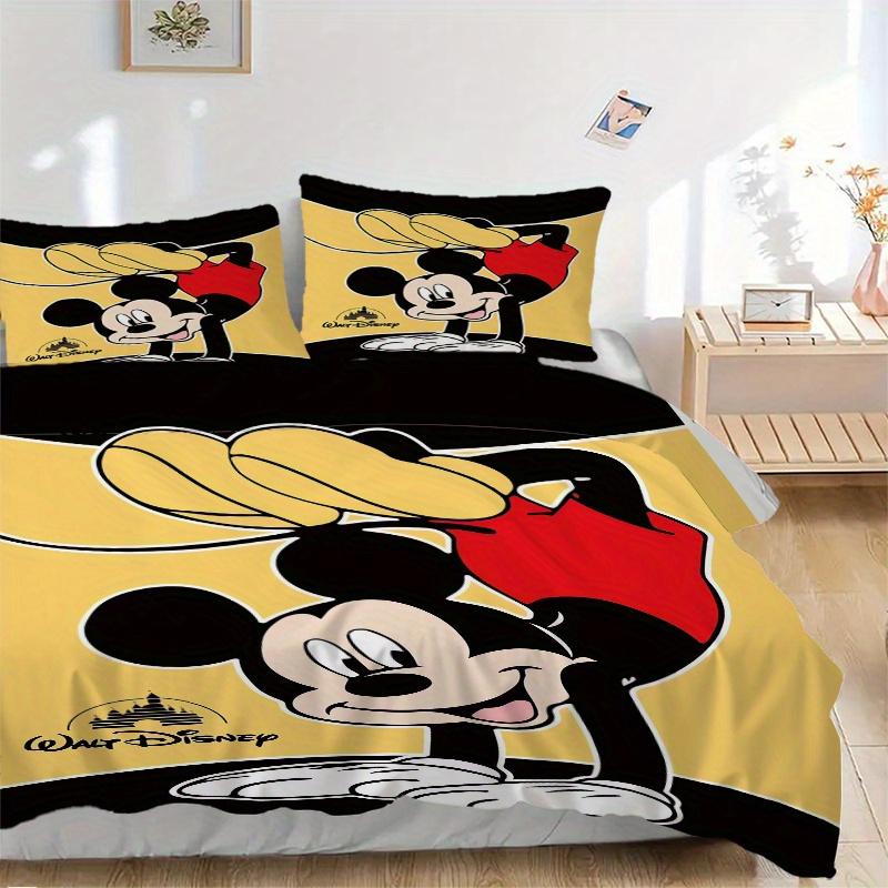 3pcs Mickey Mouse Upside Down Quilt Cover Set, Soft and Cozy Bedroom, Guest Room and Dorm Decorative Bedding 3-Piece Set 1 Quilt Cover + 2 P