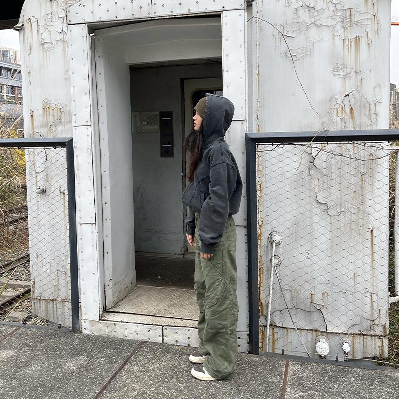 Винтажный американский ретро комбинезон с плиссированными карманами и прямыми штанинами, 2024