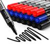 Waterproof Marker Pen Oil Permanent Dual Tip 2.8 Mm Nib Black Blue Red Art Marker Pens School Office Stationery
