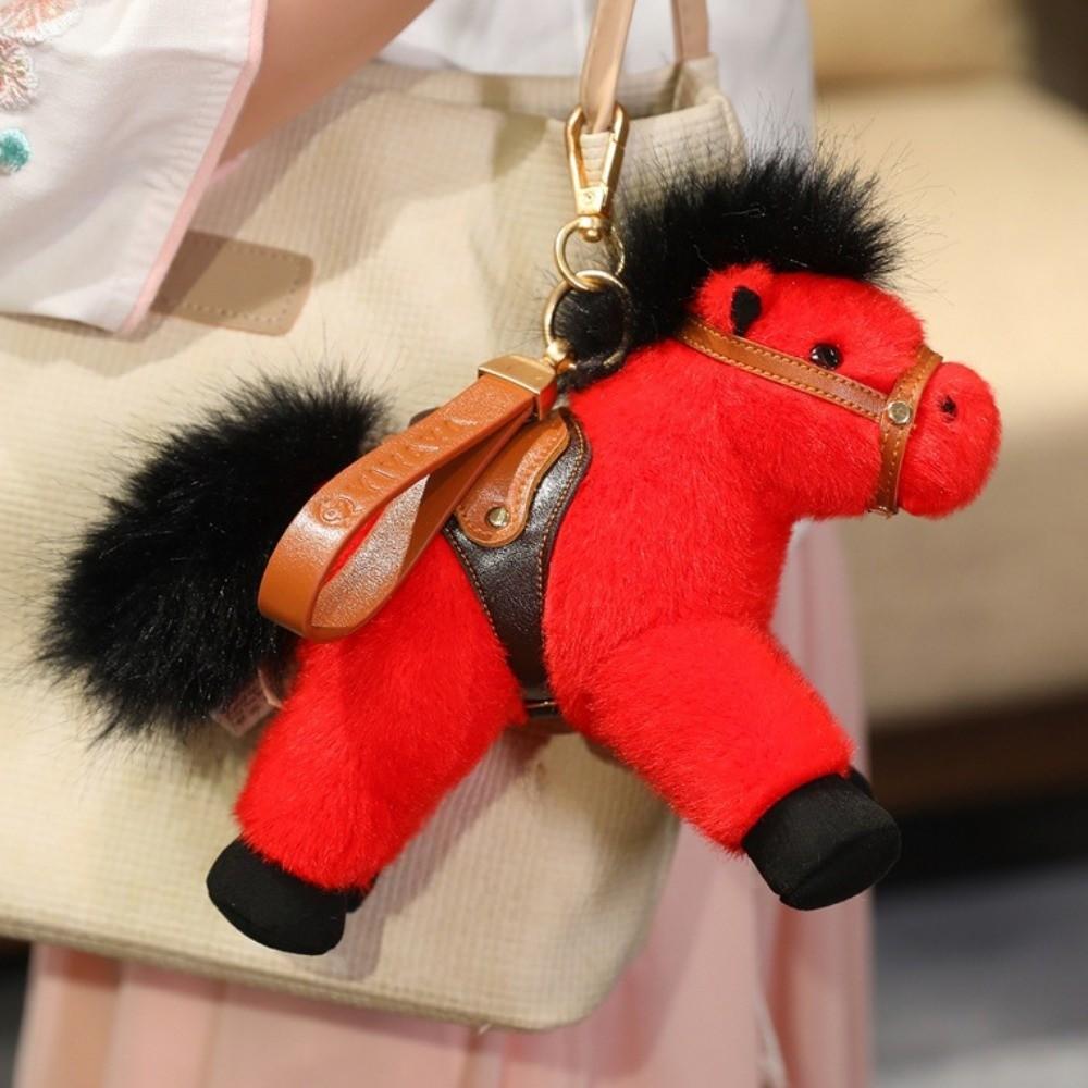Cartoon Horse Stuffed Toy Keychain Keyring Simulation Horse Toy Keychain Christmas Gift