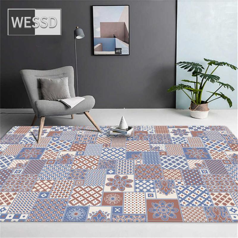 Коврик в этническом стиле в стиле ретро, ​​ковер с геометрическим клетчатым принтом, большой коврик для журнального столика, ковер для гостиной, спальни, большой коврик для кухни