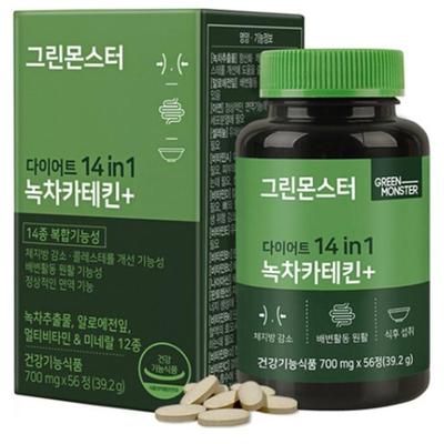 (Сделано в Корее) Green Monster Diet 14in1 Green Tea Catechin Plus (56 капсул)